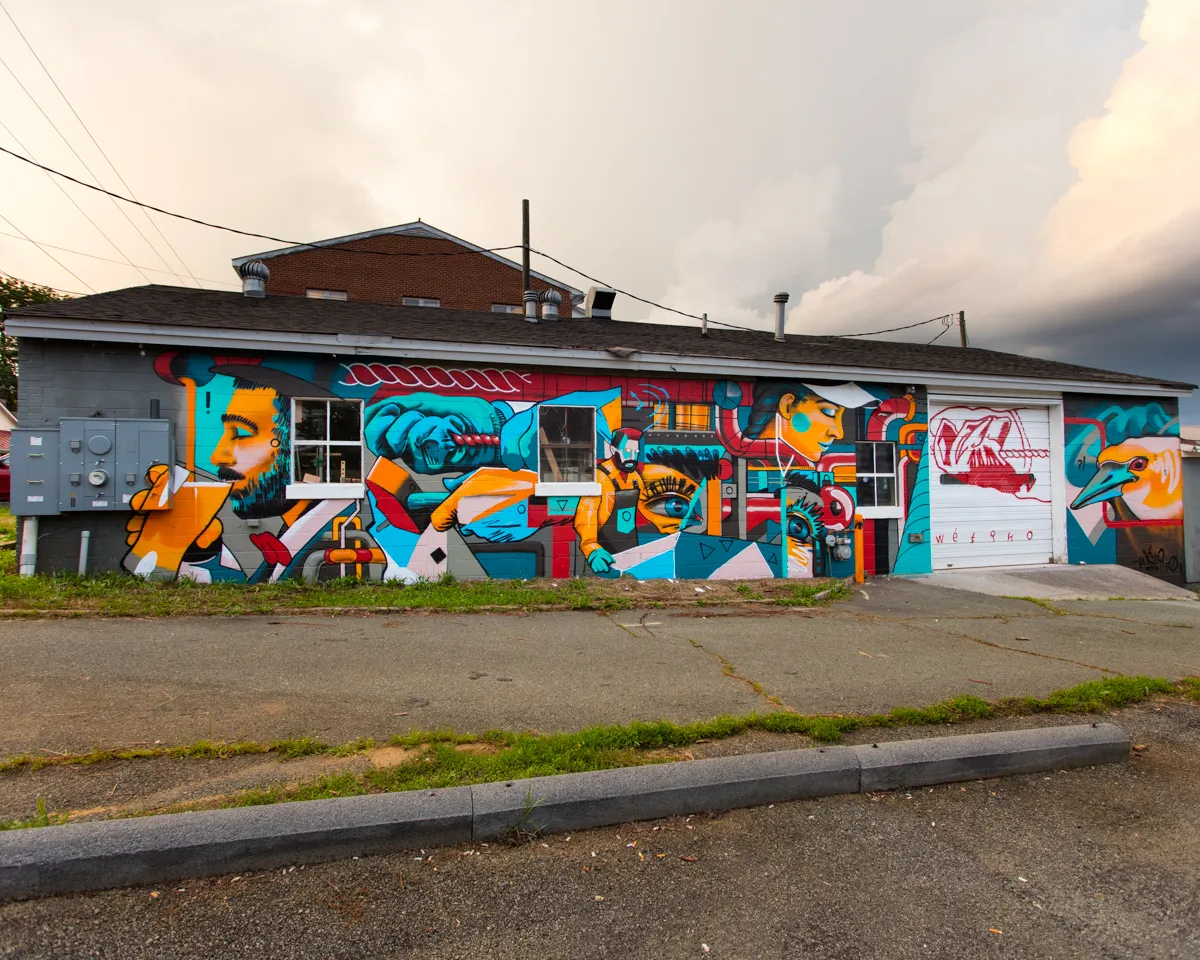 JPH Woodworks mural in Charlottesville, VA by Wetiko, photo 3