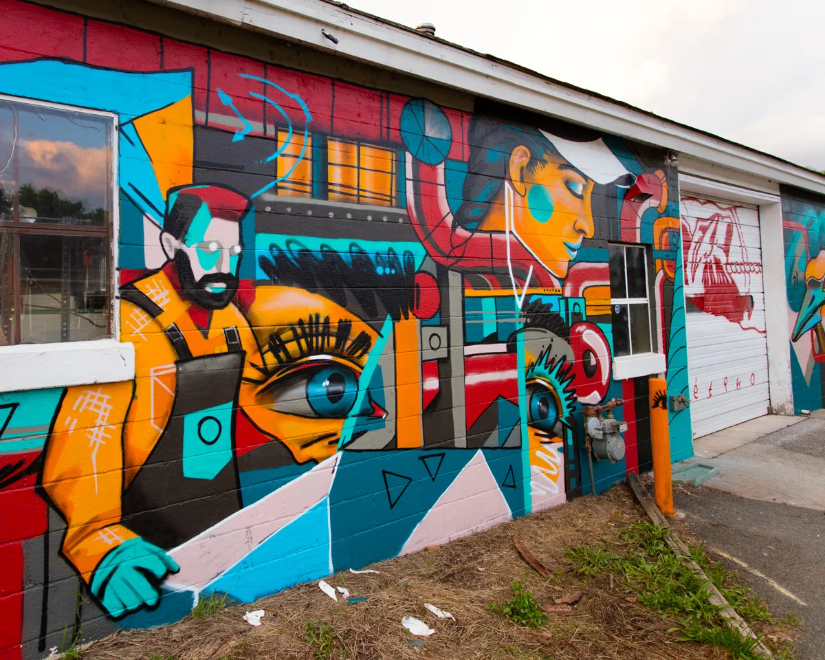 JPH Woodworks mural in Charlottesville, VA by Wetiko, photo 6