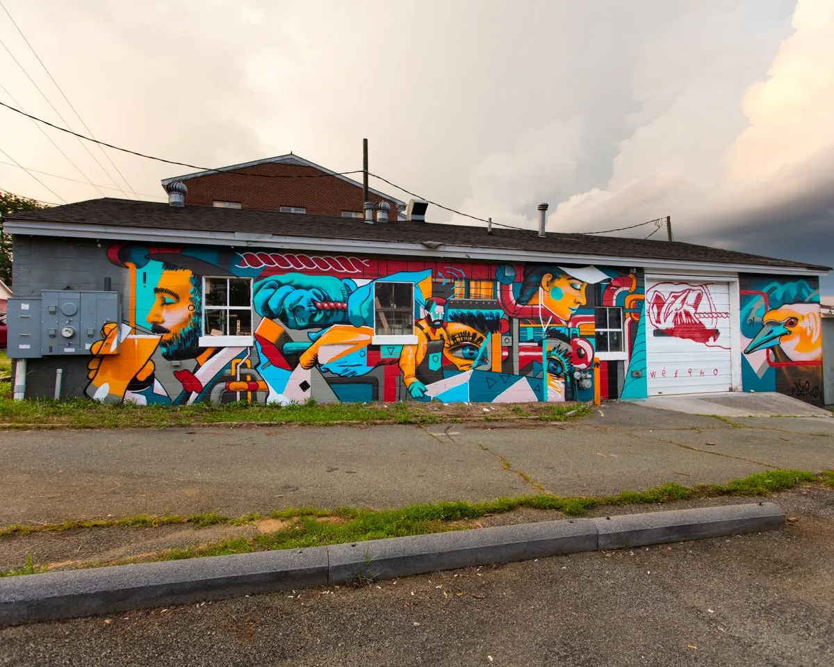 JPH Woodworks mural in Charlottesville, VA by Wetiko, photo 8