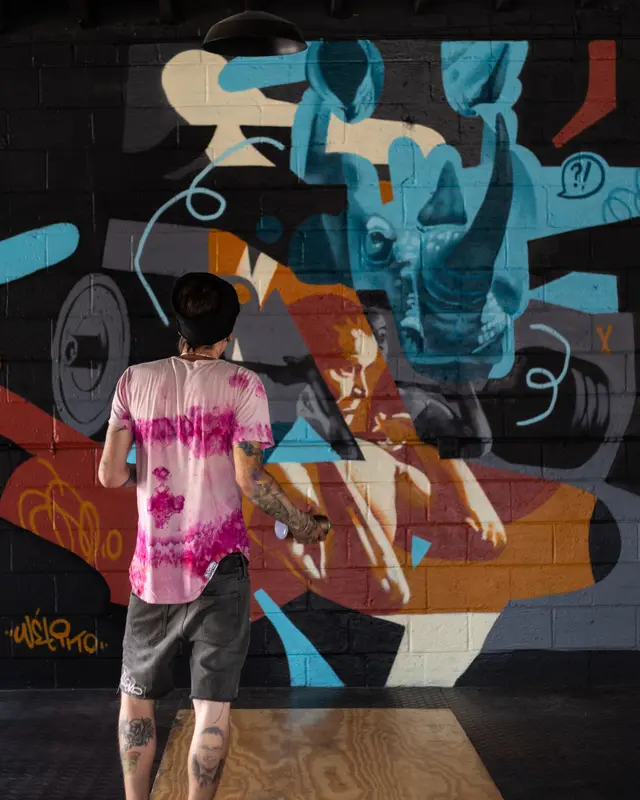 Motor City Barbell Club mural by Wetiko, behind the scenes, photo 3