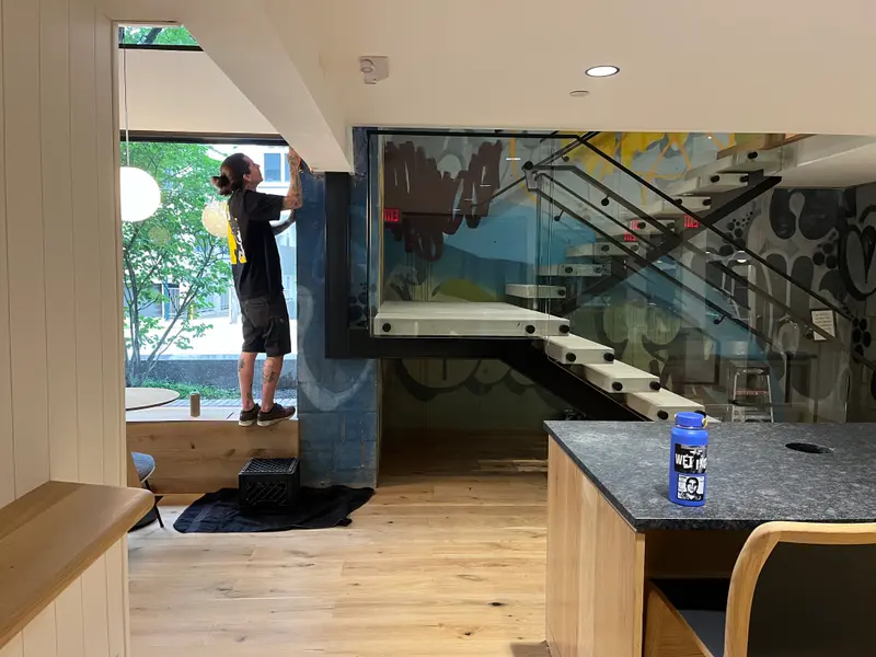 WorkCo mural by Wetiko, behind the scenes, photo 5